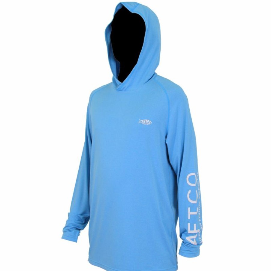 Fishing * | Bmtoutdoors Fishing Apparel Aftco Samurai Heathered Ls Hooded T-Shirt