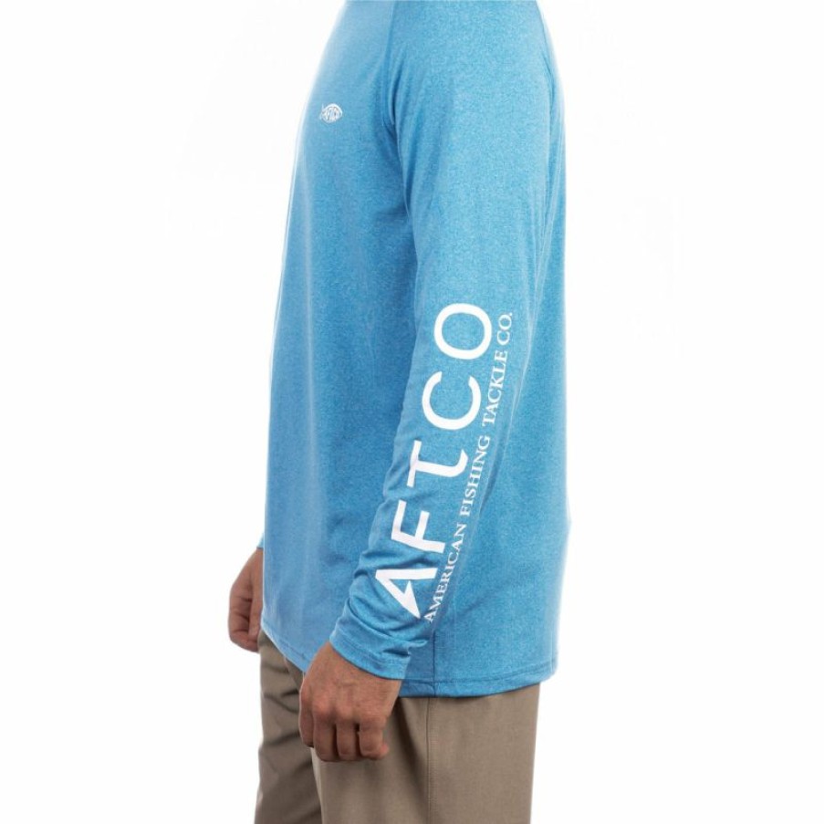 Fishing * | Bmtoutdoors Fishing Apparel Aftco Samurai Heathered Ls Hooded T-Shirt