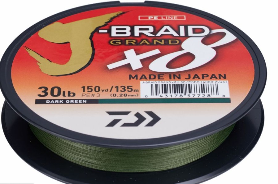 Fishing * | Fishing Line Daiwa J-Braid Grand 8X Braided Line Dark Green 150Yds