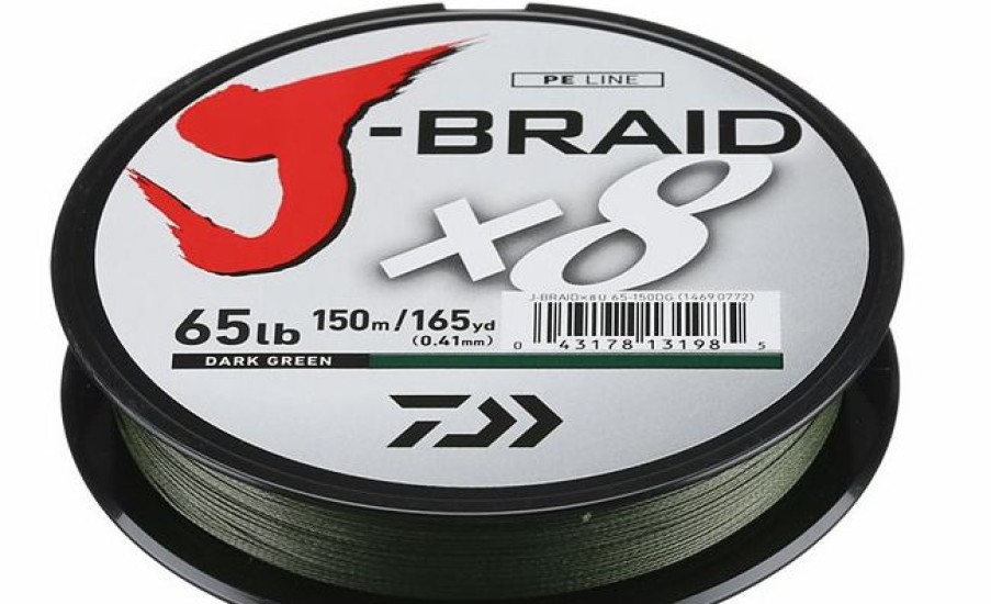 Fishing * | Daiwa J-Braid 8X Braided Line Dark Green 165Yds Fishing Line